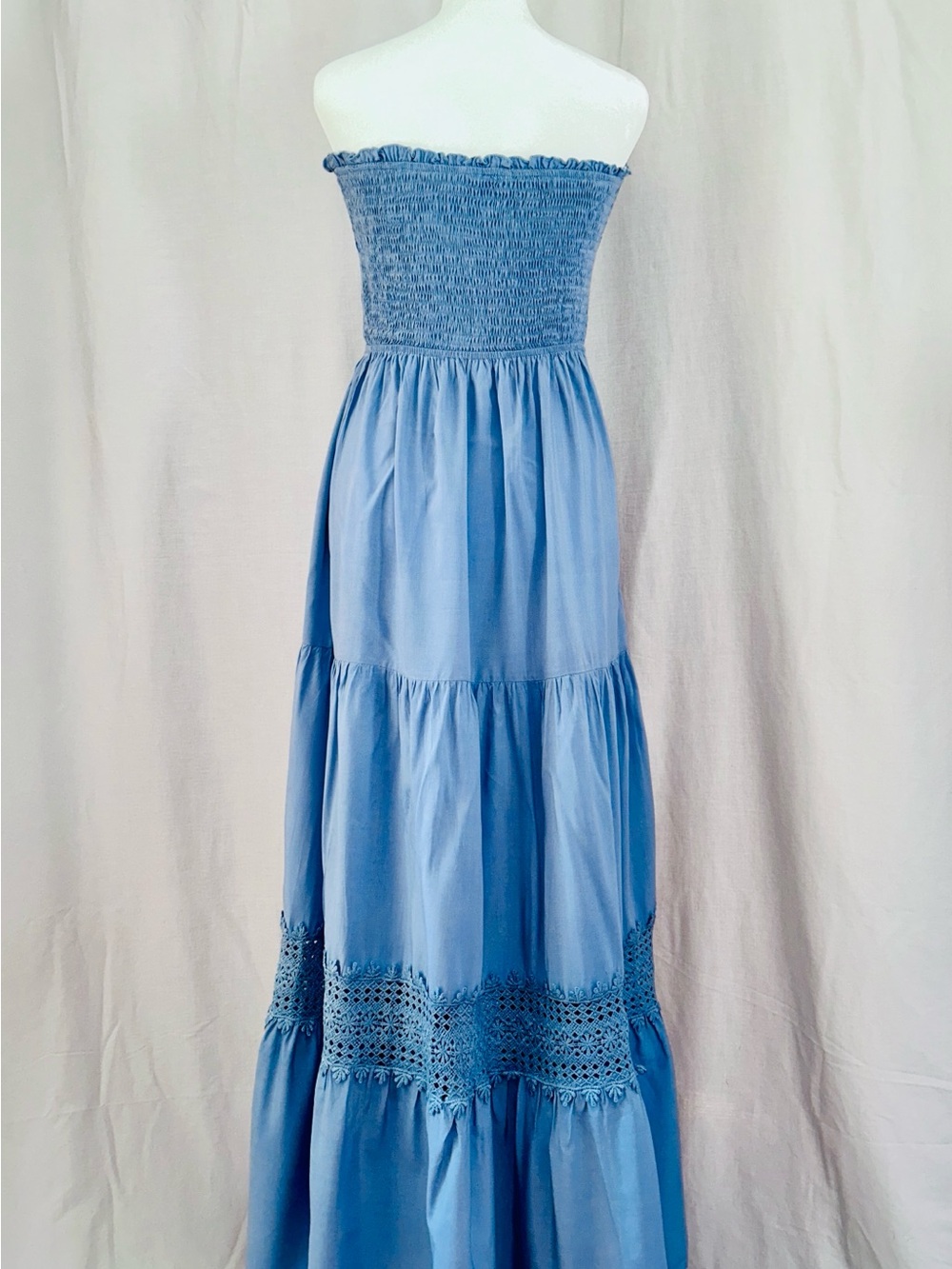 Sky Blue Tiered Maxi Dress - Picture 3 of 4